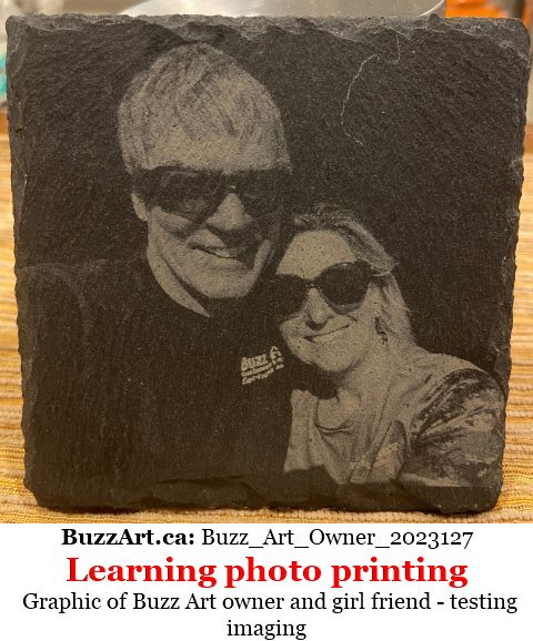Graphic of Buzz Art owner and girl friend - testing imaging